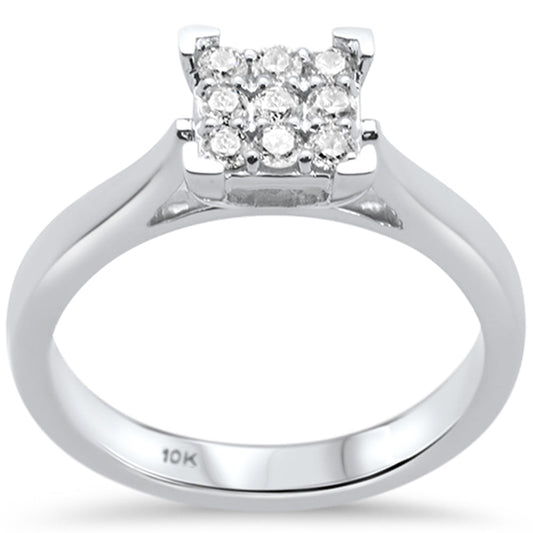 Muse Jewelry .26CT G SI 10K White Gold Diamond Square Engagement Ring Size 6.5