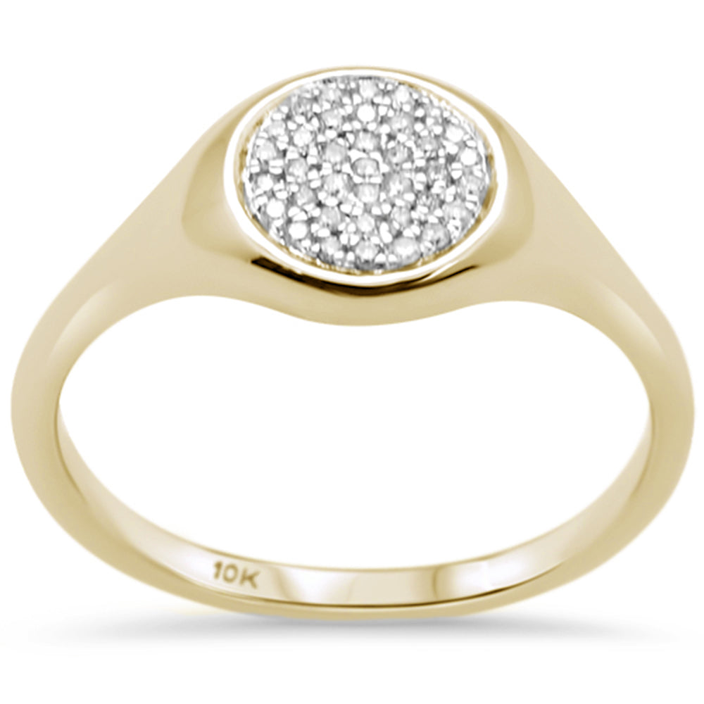 Muse Jewelry .10CT G SI 10K Yellow Gold Diamond Signet Micro Pave Ring Size 6.5