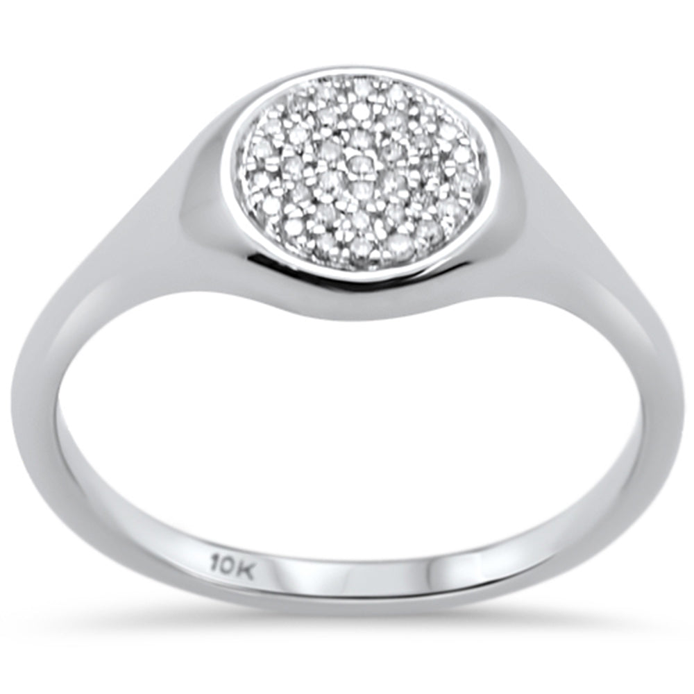 Muse Jewelry .10CT G SI 10K White Gold Diamond Signet Micro Pave Ring Size 6.5