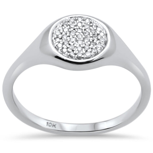 Muse Jewelry .10CT G SI 10K White Gold Diamond Signet Micro Pave Ring Size 6.5