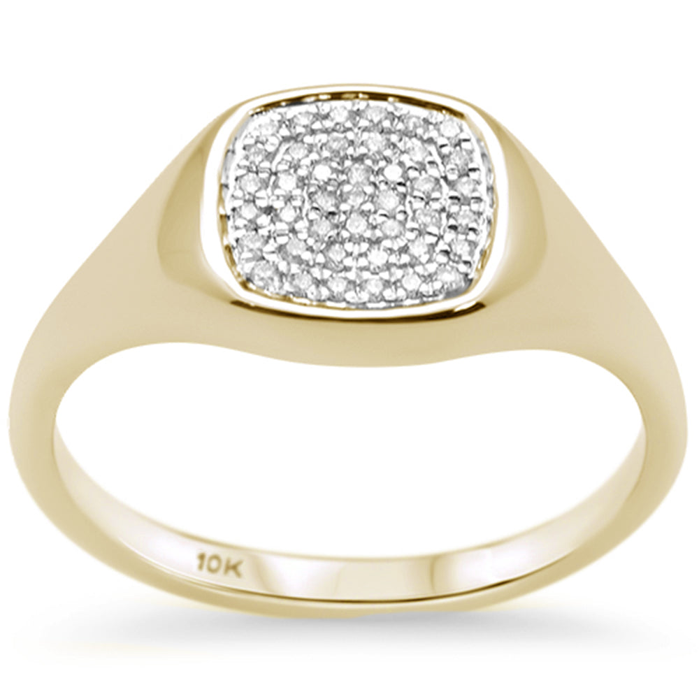 Muse Jewelry .12CT G SI 10KT Yellow Gold Diamond Signet Micro Pave Ring Size 6.5