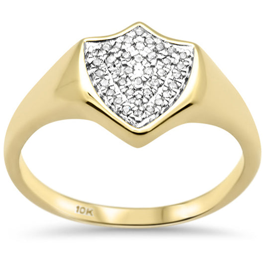 Muse Jewelry .11CT G SI 10K Yellow Gold Diamond Shield Micro Pave Ring Size 6.5