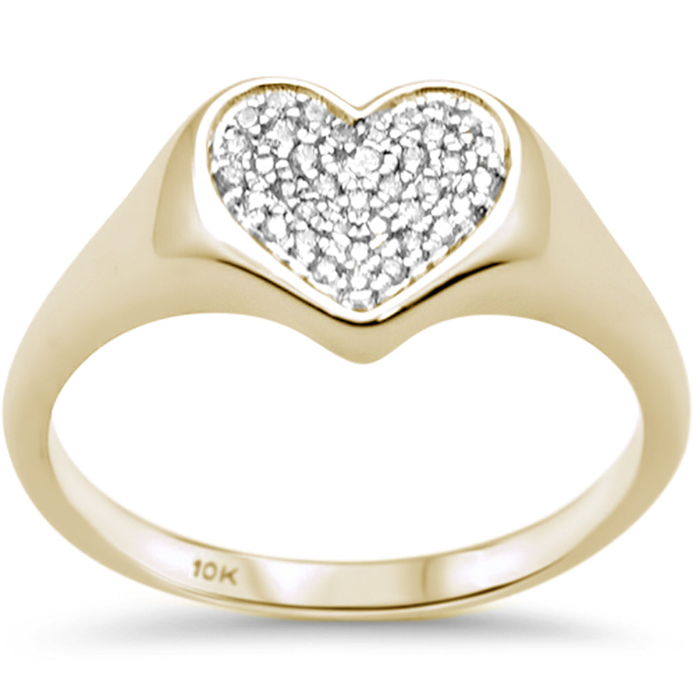 Muse Jewelry .11CT G SI 10K Yellow Gold Diamond Micro Pave Heart Ring Size 6.5