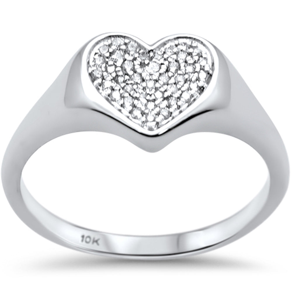 Muse Jewelry .10CT G SI 10K White Gold Diamond Micro Pave Heart Ring Size 6.5