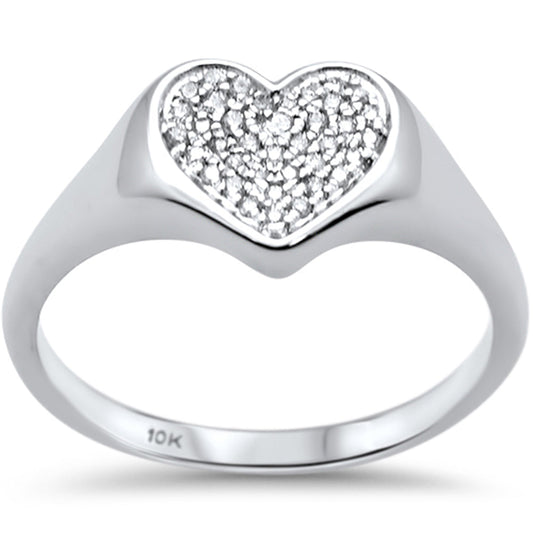 Muse Jewelry .10CT G SI 10K White Gold Diamond Micro Pave Heart Ring Size 6.5