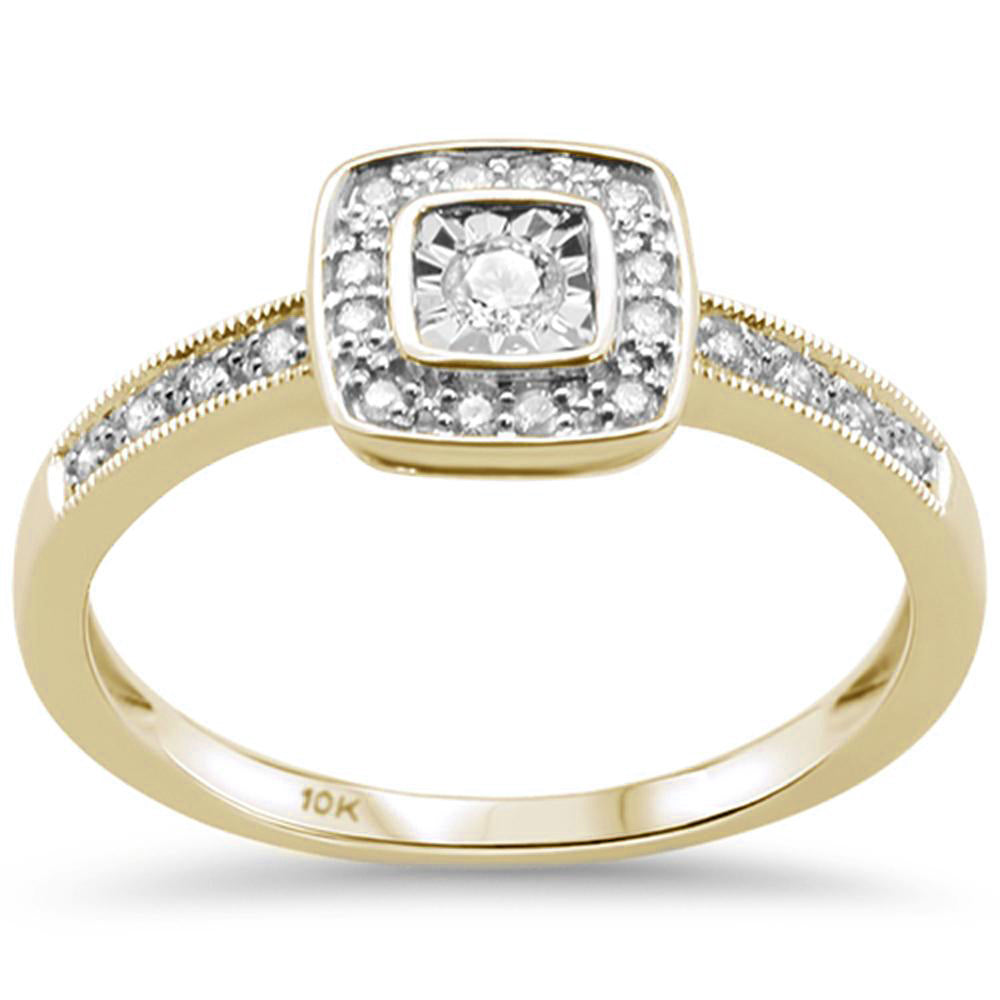 Muse Jewelry .16CT G SI 10KT Yellow Gold Diamond Square Trendy Engagement Ring Size 6.5