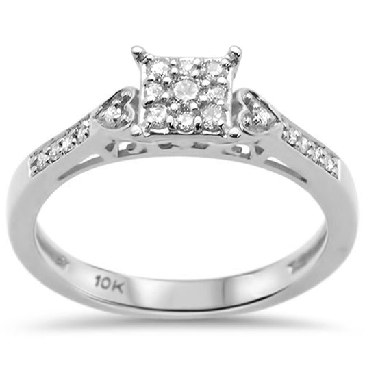 Muse Jewelry .18CT G SI 10KT White Gold Diamond Square Heart Design Engagement Ring Size 6.5