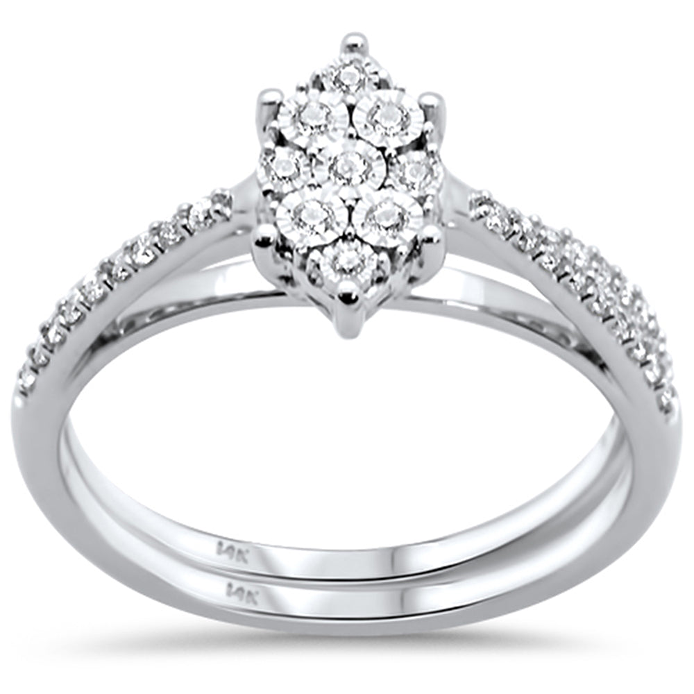 Muse Jewelry .25CT G SI 14KT White Gold Diamond Marquise Shape Brial Set Size 6.5