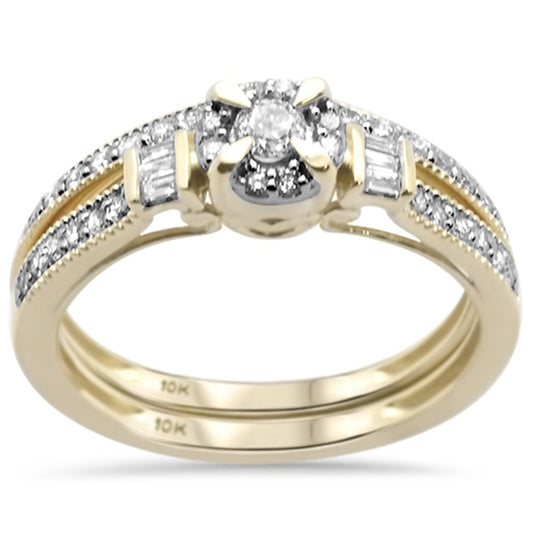 Muse Jewelry .47CT G SI 10K Yellow Gold Diamond Engagement Ring Bridal Set Size 6.5