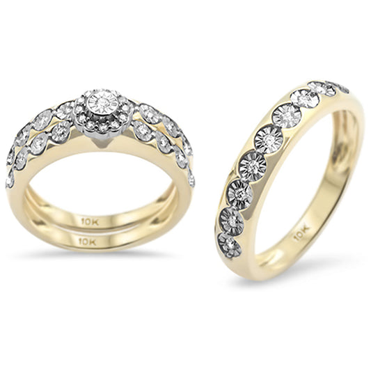 Muse Jewelry .38ct G SI 10K Yellow Gold Diamond 3pcs Wedding Trio Set