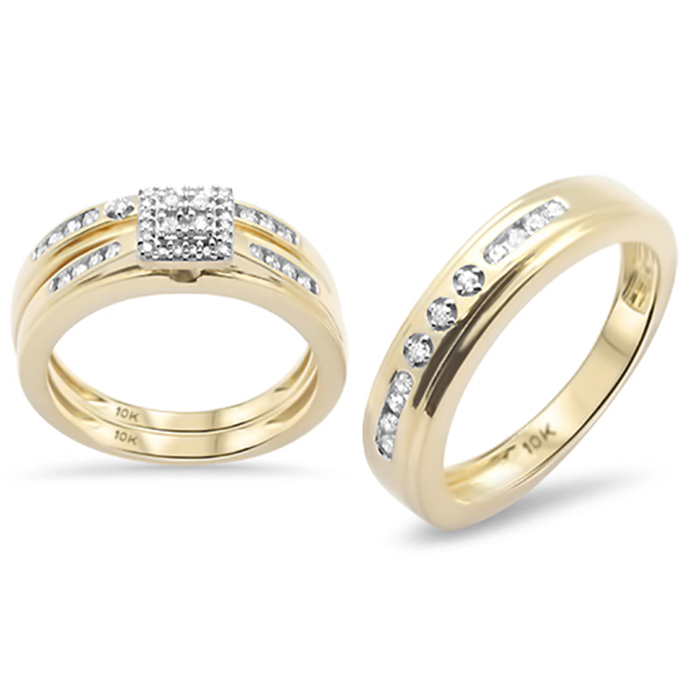 Muse Jewelry .41ct G SI 10K Yellow Gold Diamond 3pcs Wedding Trio Set