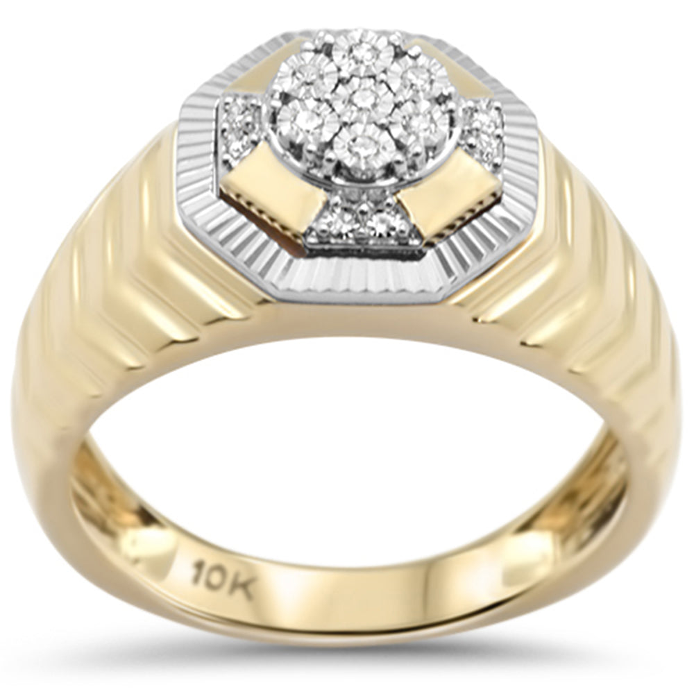 Muse Jewelry .10ct F SI 10K Yellow Gold Diamond Men's Miracle Illusion Band Ring Size 10