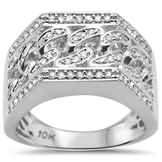 Muse Jewelry .55ct G SI 10K White Gold Diamond Men's Cuban Link Ring Size 10