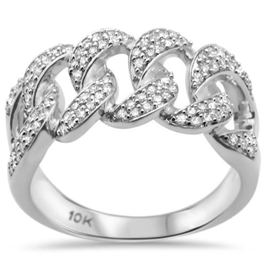 Muse Jewelry .55ct G SI 10K White Gold Diamond Men's Micro Pave Cuban Link Ring Size 10