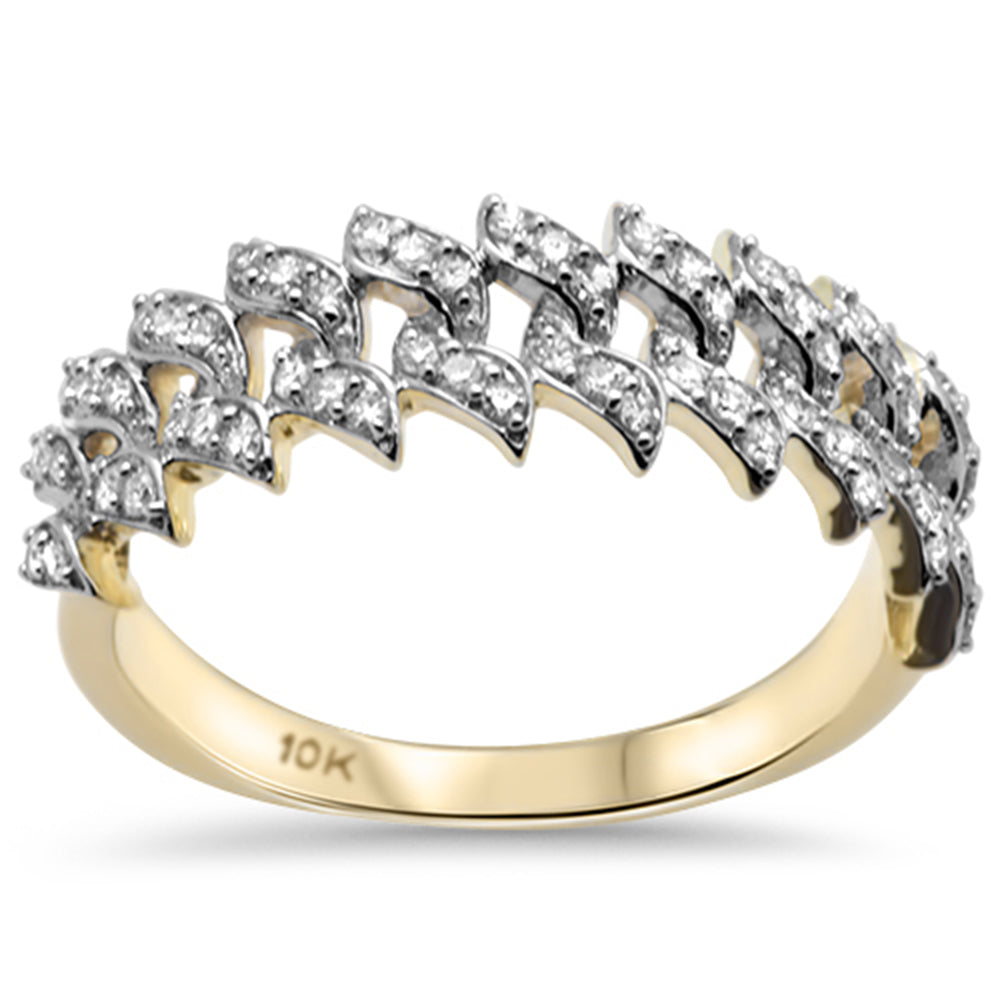 Muse Jewelry .38ct G SI 10K Yellow Gold Diamond Men's Cuban Link Ring Size 10