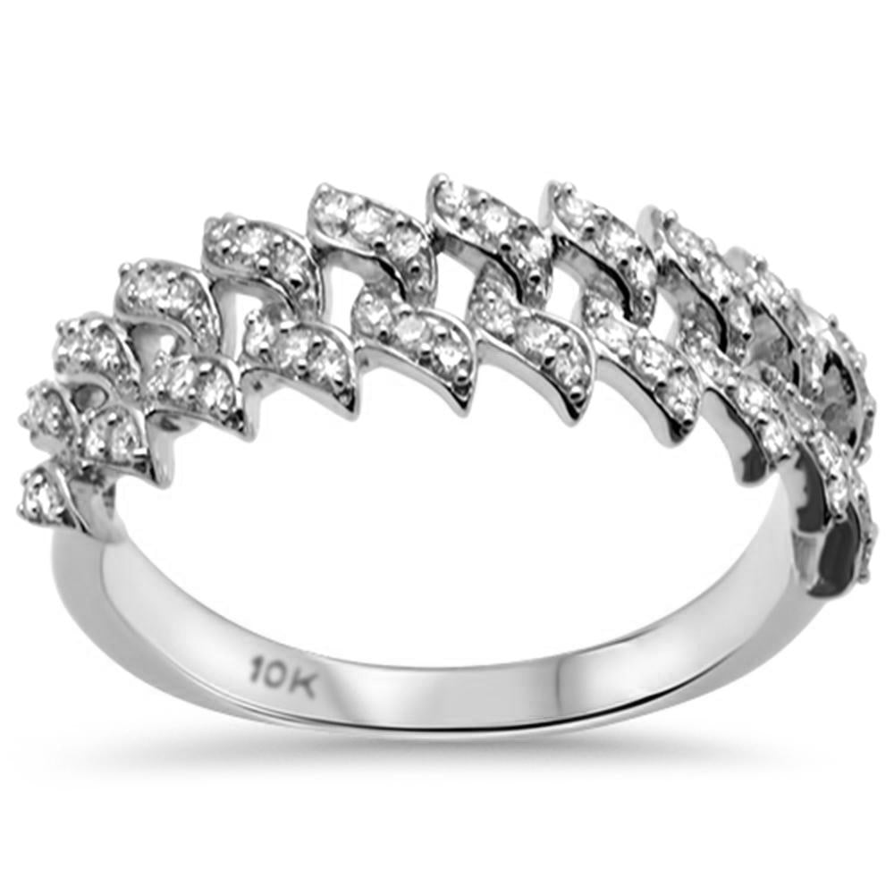 Muse Jewelry .39ct G SI 10K White Gold Diamond Men's Cuban Link Ring Size 10