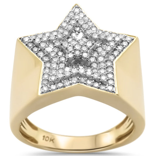 Muse Jewelry .71ct G SI 10K Yellow Gold Diamond Men's Micro Pave Star Ring Size 10