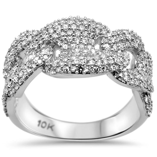 Muse Jewelry 1.25ct G SI 10K White Gold Diamond Mariner Link Men's Ring Size 10