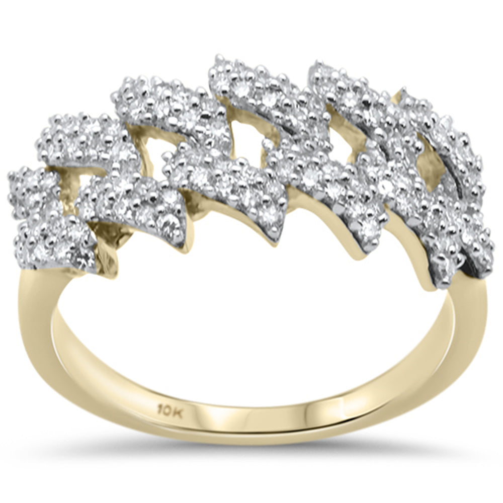 Muse Jewelry .71ct G SI 10K Yellow Gold Diamond Men's Micro Pave Cuban Link Ring Size 10