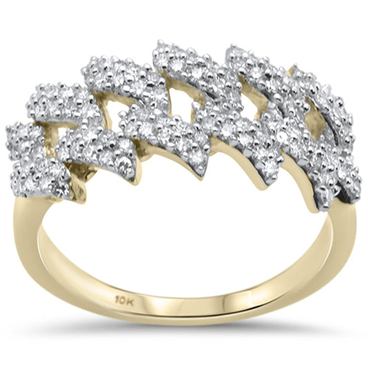 Muse Jewelry .71ct G SI 10K Yellow Gold Diamond Men's Micro Pave Cuban Link Ring Size 10