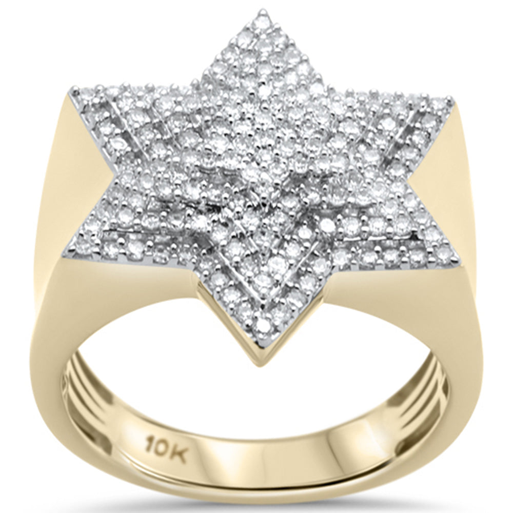 Muse Jewelry .97ct G SI 10K Yellow Gold Diamond Men's Micro Pave Star Ring Size 10