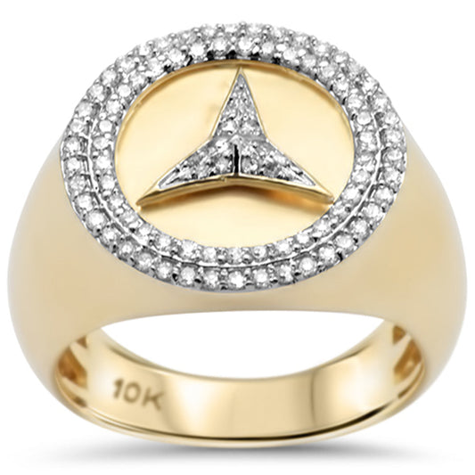 Muse Jewelry .56ct G SI 10K Yellow Gold Diamond Men's Micro Pave Emblem Ring Size 10