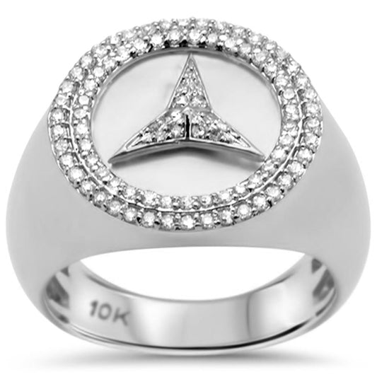 Muse Jewelry .53ct G SI 10K White Gold Diamond Men's Micro Pave Emblem Ring Size 10