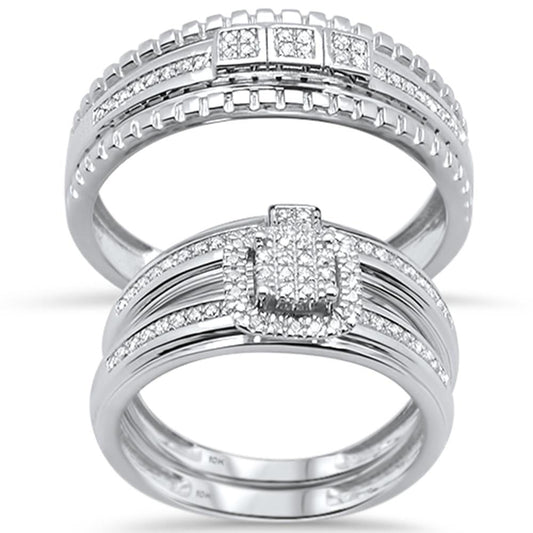 Muse Jewelry .25ct G SI 10K White Gold Diamond Wedding Band Bridal Trio Set