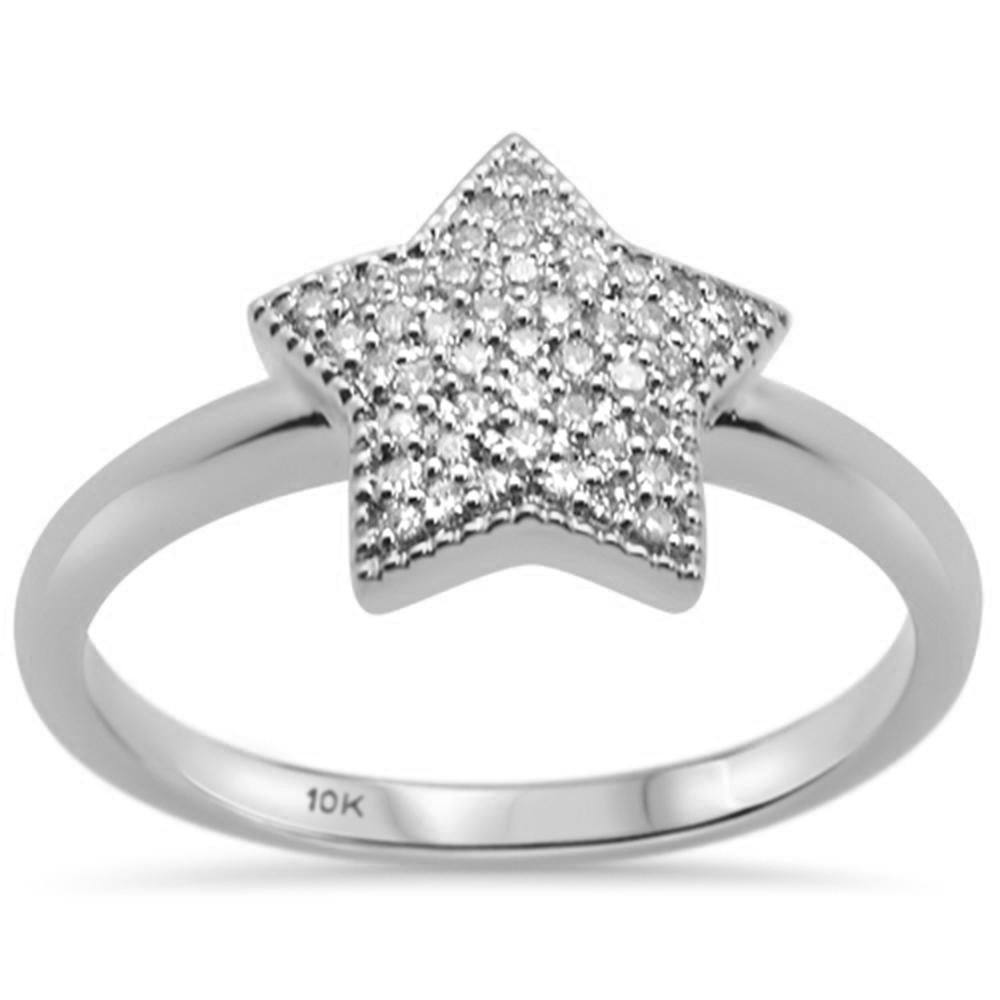 Muse Jewelry .16ct G SI 10K White Gold Diamond Star Ring Size 6.5