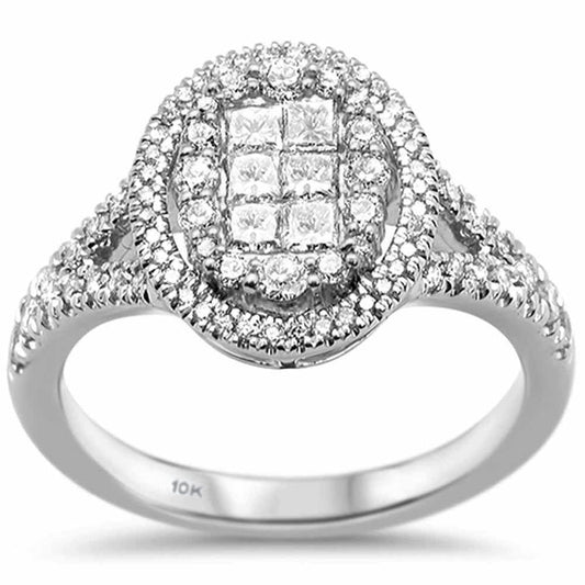 Muse Jewelry 1.04ct G SI 10K White Gold Diamond Oval Engagement Ring Size 6.5