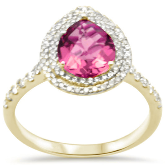 Muse Jewelry 2.36ct G SI 10K Yellow Gold Rhodolite Gemstone & Diamond Ring Size 6.5