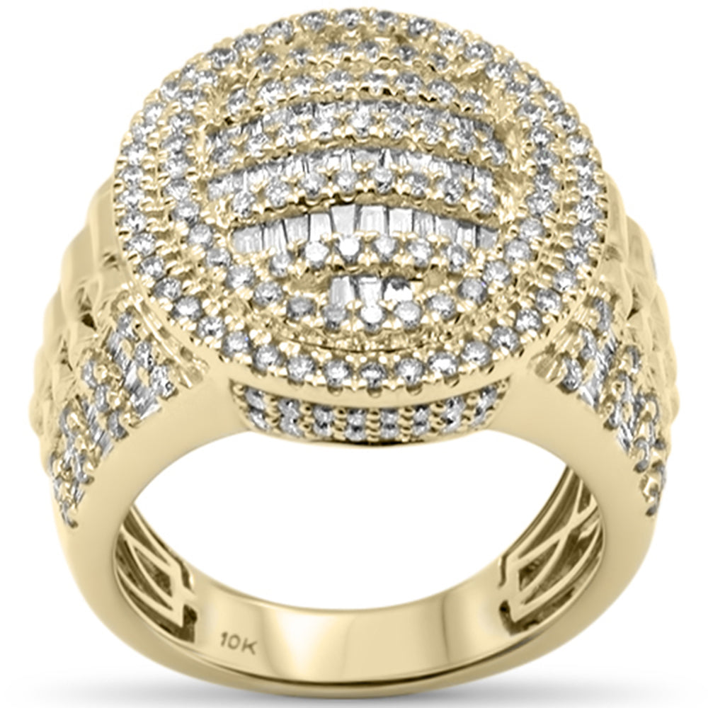 Muse Jewelry 3.04ct G SI 10K Yellow Gold Round & Baguette Diamond Men's Ring Size 10