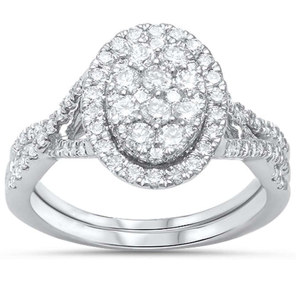 Muse Jewelry 1.01ct G SI 10kt White Gold Oval Diamond Ring Bridal Set