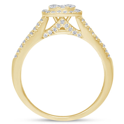 Muse Jewelry .95ct 10k Yellow Gold Square Diamond Engagement Ring Size 6.5