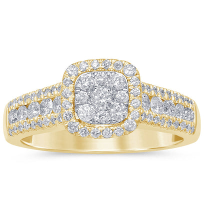 Muse Jewelry .95ct 10k Yellow Gold Square Diamond Engagement Ring Size 6.5