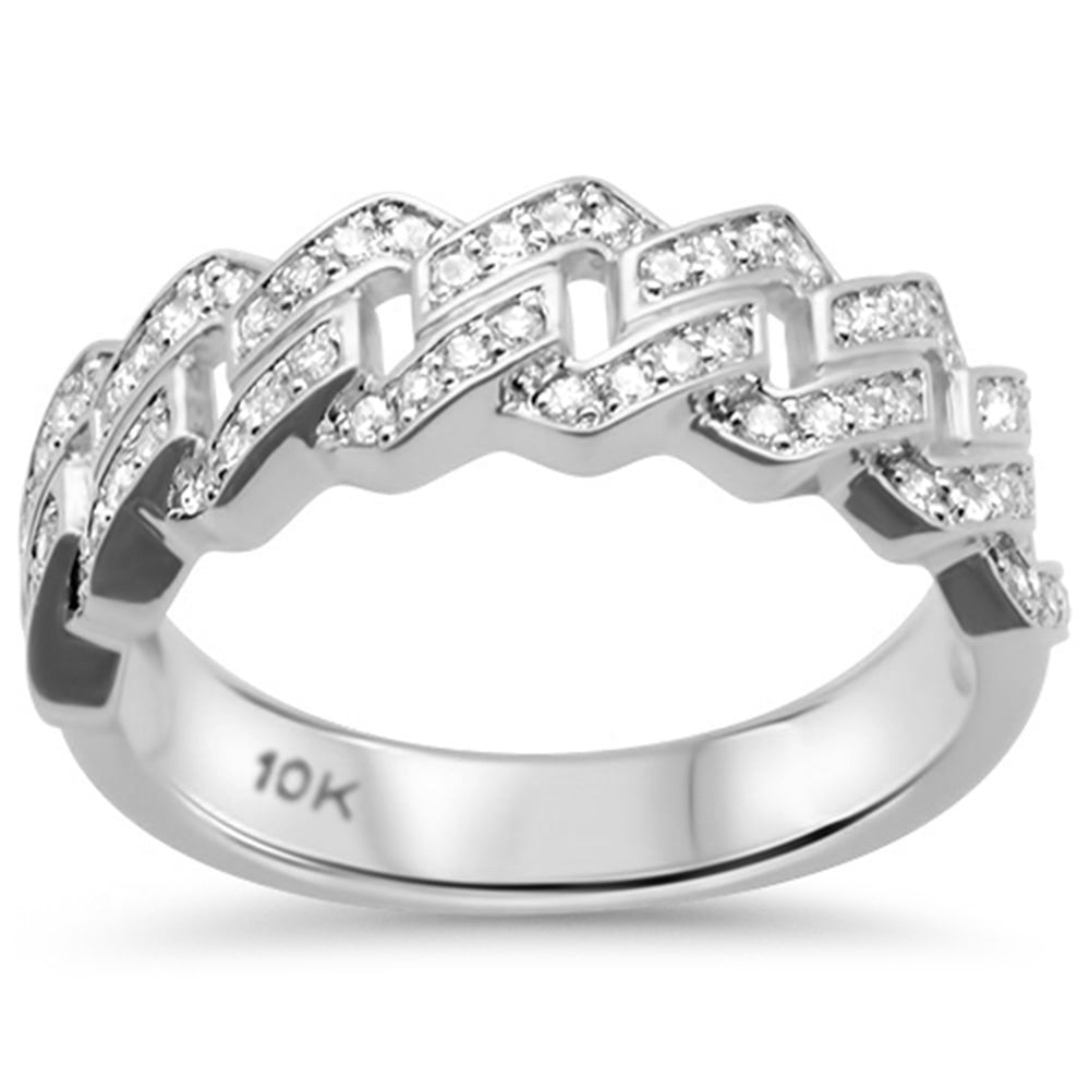 Muse Jewelry .47ct G SI 10K White Gold Diamond Cuban Men's Ring Size 10