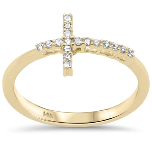 Muse Jewelry .14ct G SI 14K Yellow Gold Diamond Cross Ring Size 6.5