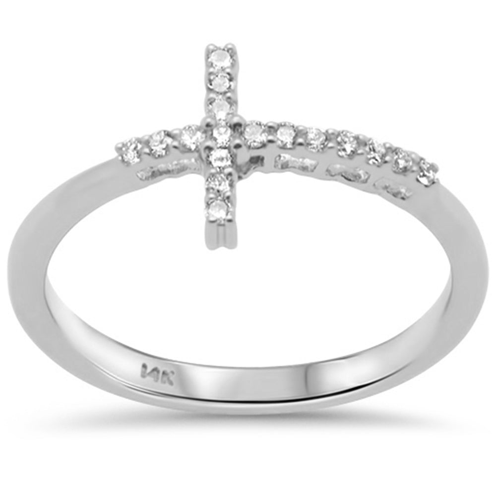 Muse Jewelry .11ct G SI 14K White Gold Diamond Cross Ring Size 6.5