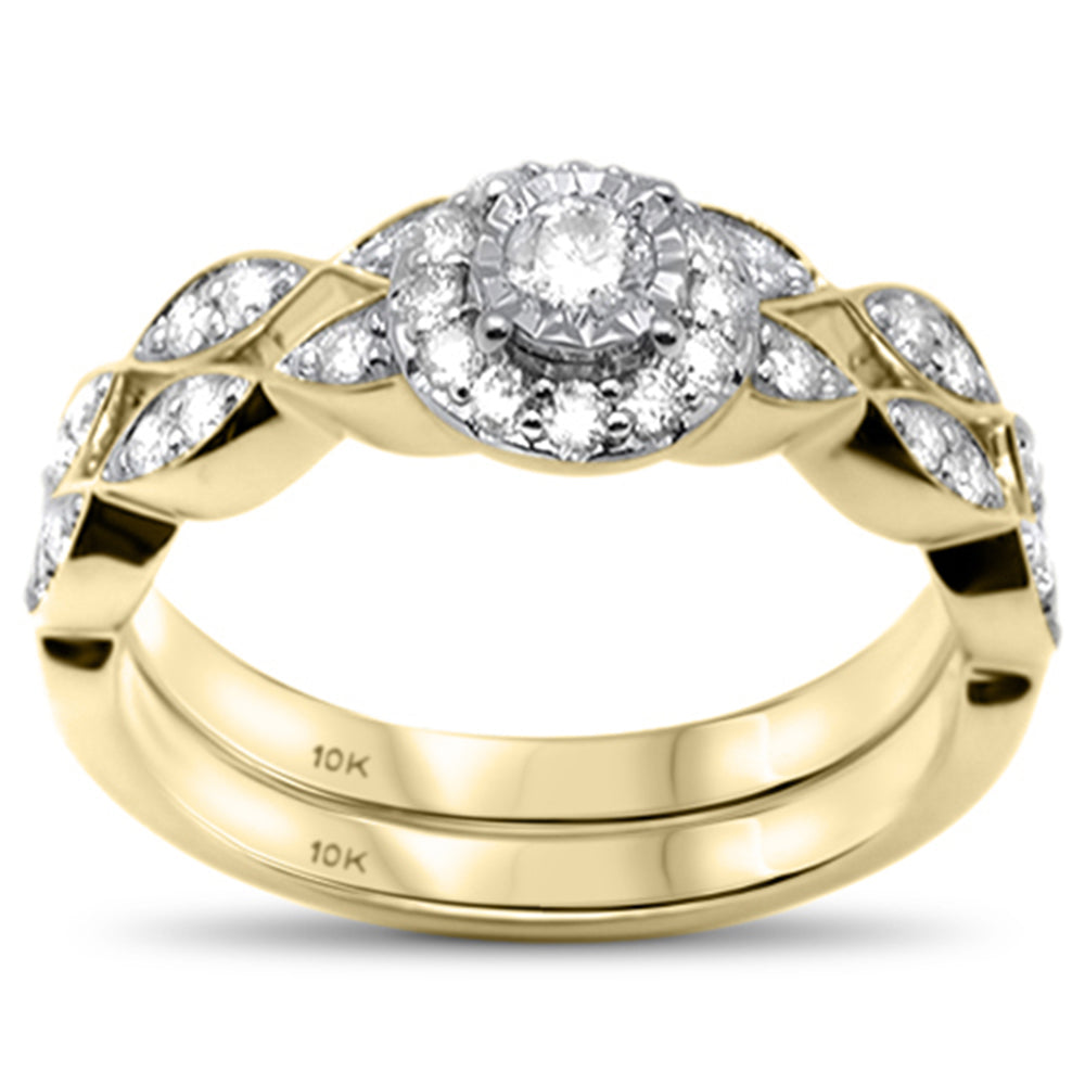 Muse Jewelry .48ct G SI 10K Yellow Gold Diamond Engagement Ring Bridal Set Size 6.5