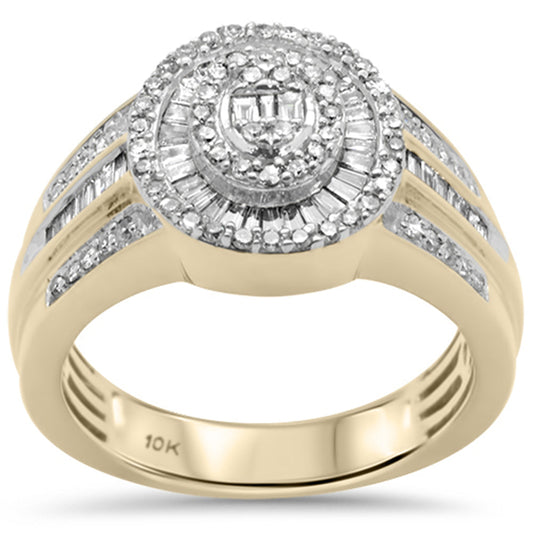 Muse Jewelry .99ct G SI 10KT Yellow Gold Baguette & Round Men's Ring Size 10