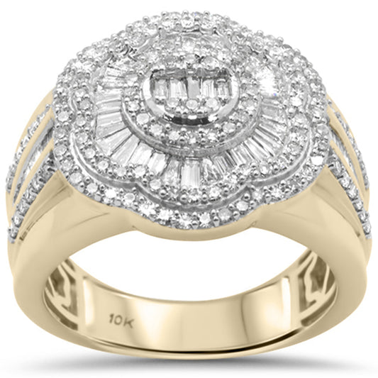 Muse Jewelry 1.51ct G SI 10KT Yellow Gold Baguette & Round Diamond Men's Ring Size 6.5