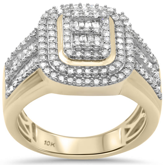 Muse Jewelry 1.22ct G SI 10KT Yellow Gold Baguette & Round Diamond Men's Ring Size 6.5