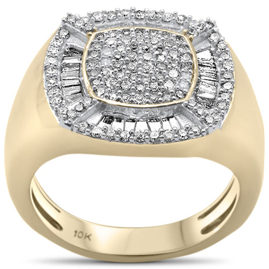 Muse Jewelry 1.03ct G SI 10KT Yellow Gold Baguette & Round Diamond Men's Ring Size 10