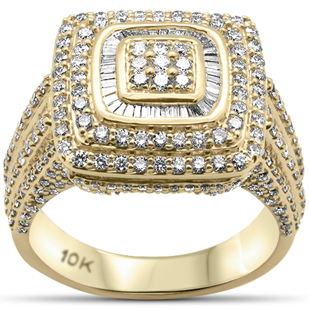 Muse Jewelry 2.60ct G SI 10K Yellow Gold Baguette & Round Diamond Men's Ring Size 10