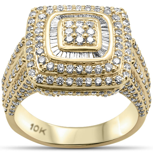 Muse Jewelry 2.60ct G SI 10K Yellow Gold Baguette & Round Diamond Men's Ring Size 10