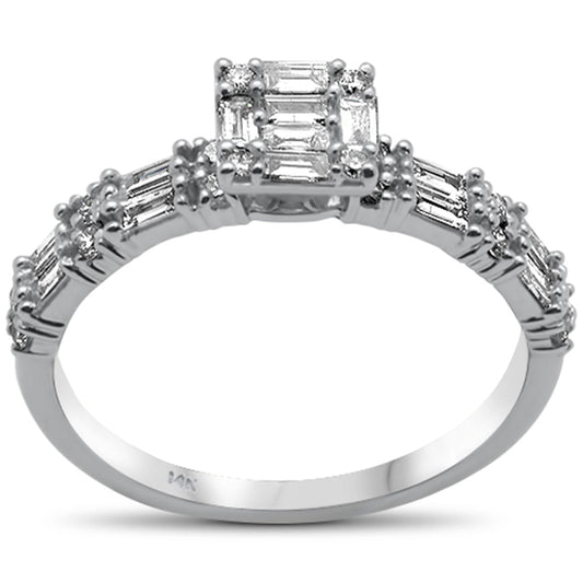 Muse Jewelry .61ct G SI 14K White Gold Baguette & Round Diamond Ring Size 6.5