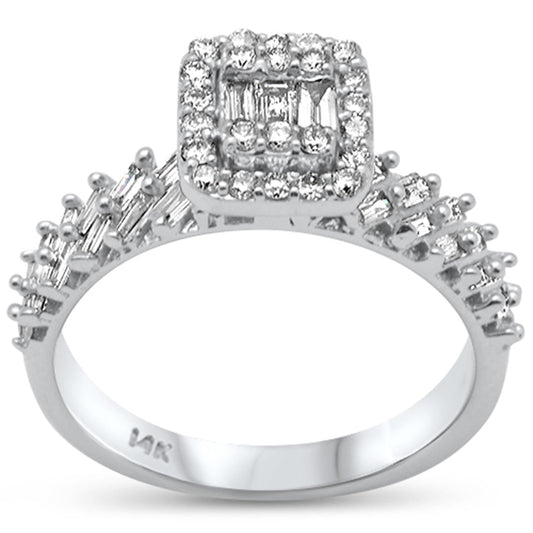 Muse Jewelry .83ct G SI 14K White Gold Baguette & Round Diamond Ring Size 6.5