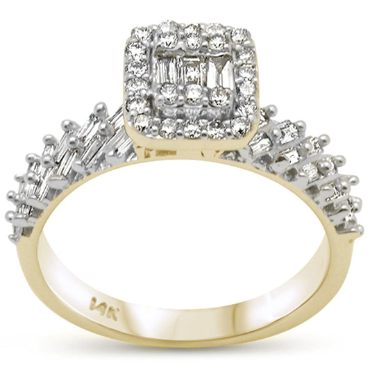 Muse Jewelry .84ct G SI 14K Yellow Gold Baguette & Round Diamond Ring Size 6.5