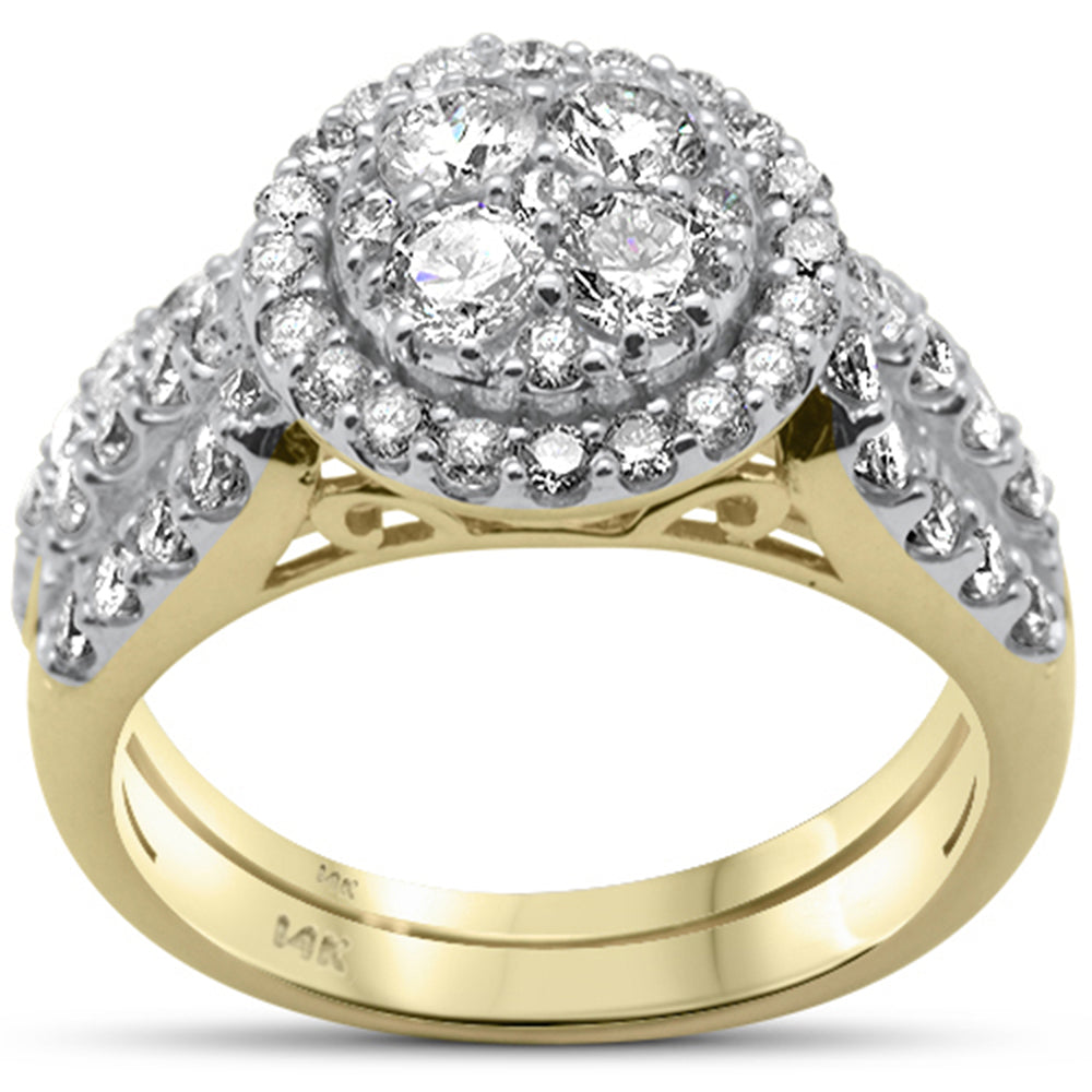 Muse Jewelry 1.96ct G SI 14K Yellow Gold Baguette & Round Diamond Ring Set