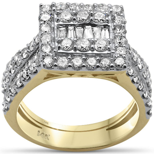 Muse Jewelry 2.43ct G SI 14K Yellow Gold Baguette & Round Diamond Ring Set